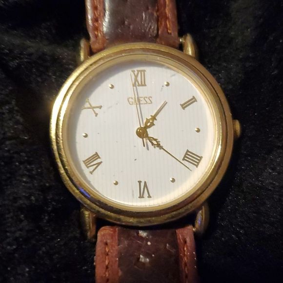 Vintage GUESS 1991 Unisex Art Deco Style Watch Roman Numerals & Dots‎ Dial - Picture 1 of 9